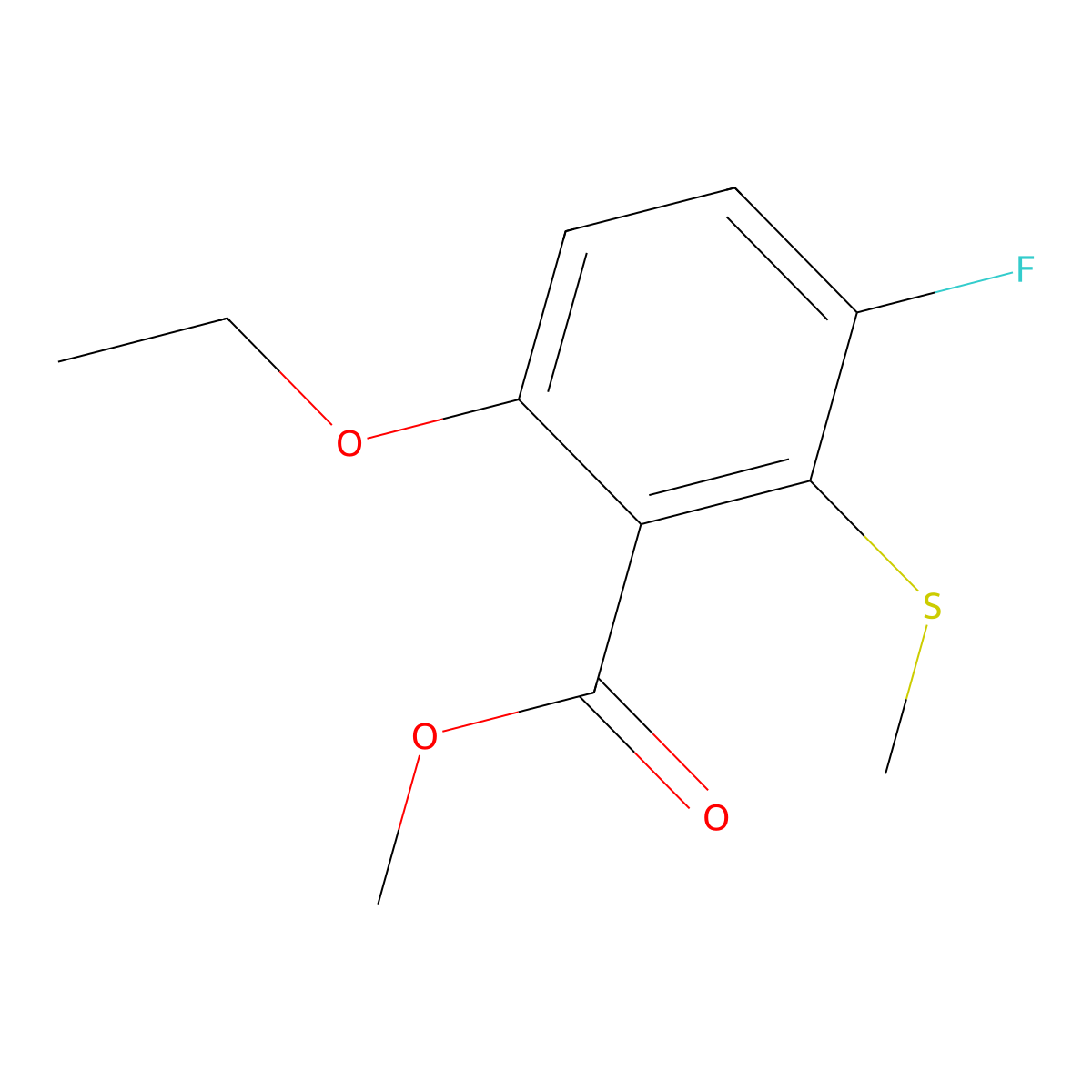 Methyl 6-ethoxy-3-fluoro-2-(methylthio)benzoate molecular structure, CAS 2755723-15-8