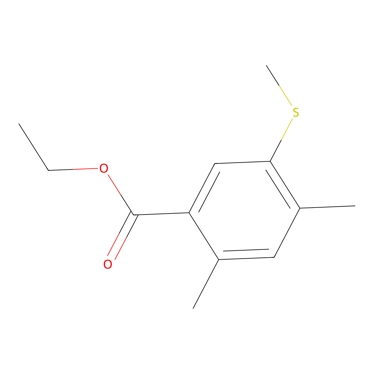 Ethyl 2,4-dimethyl-5-(methylthio)benzoate molecular structure, CAS 2755723-25-0
