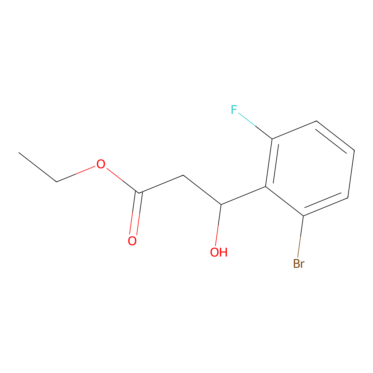 Ethyl 3-(2-bromo-6-fluorophenyl)-3-hydroxypropanoate molecular structure, CAS 2755723-26-1
