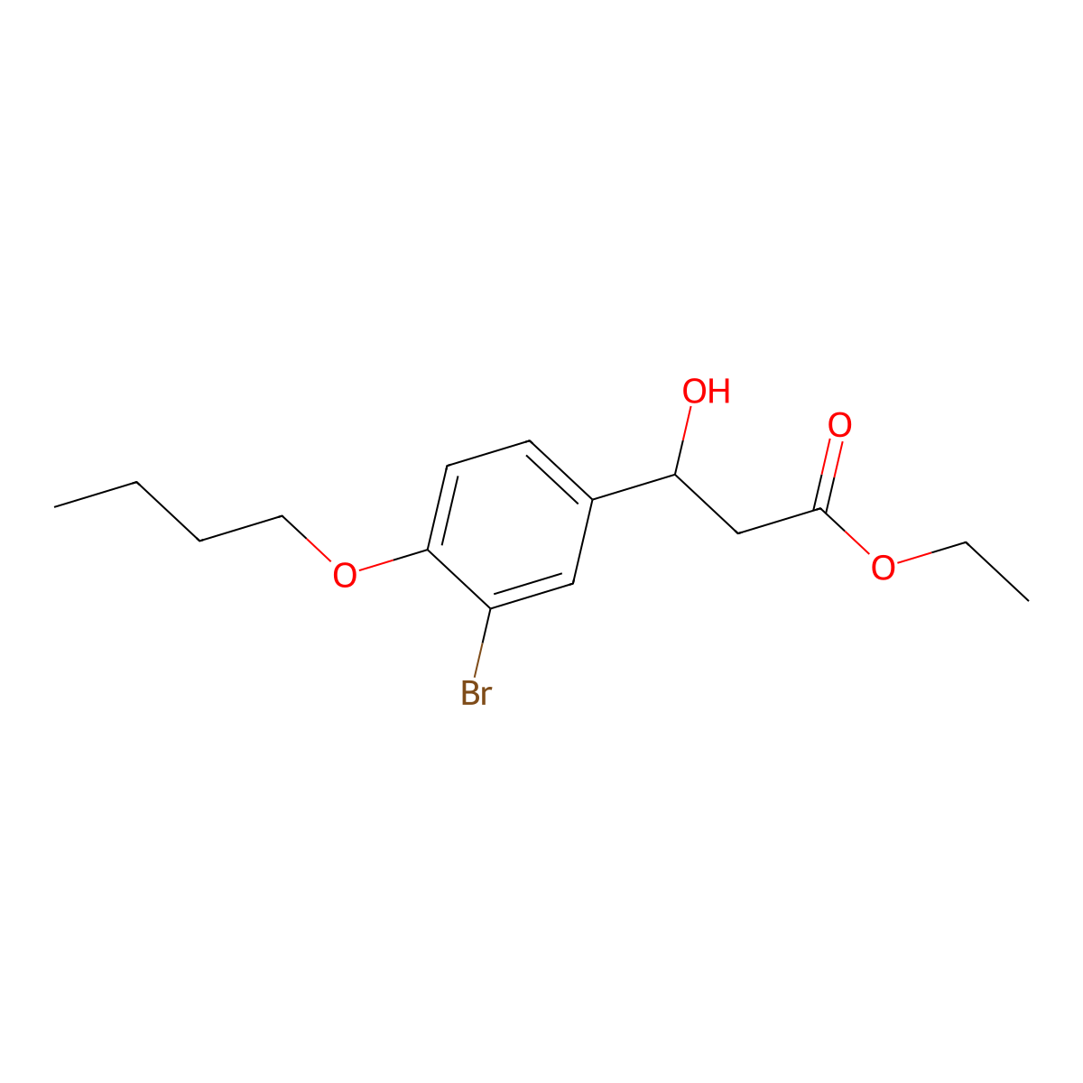 Ethyl 3-(3-bromo-4-butoxyphenyl)-3-hydroxypropanoate molecular structure, CAS 2755723-32-9