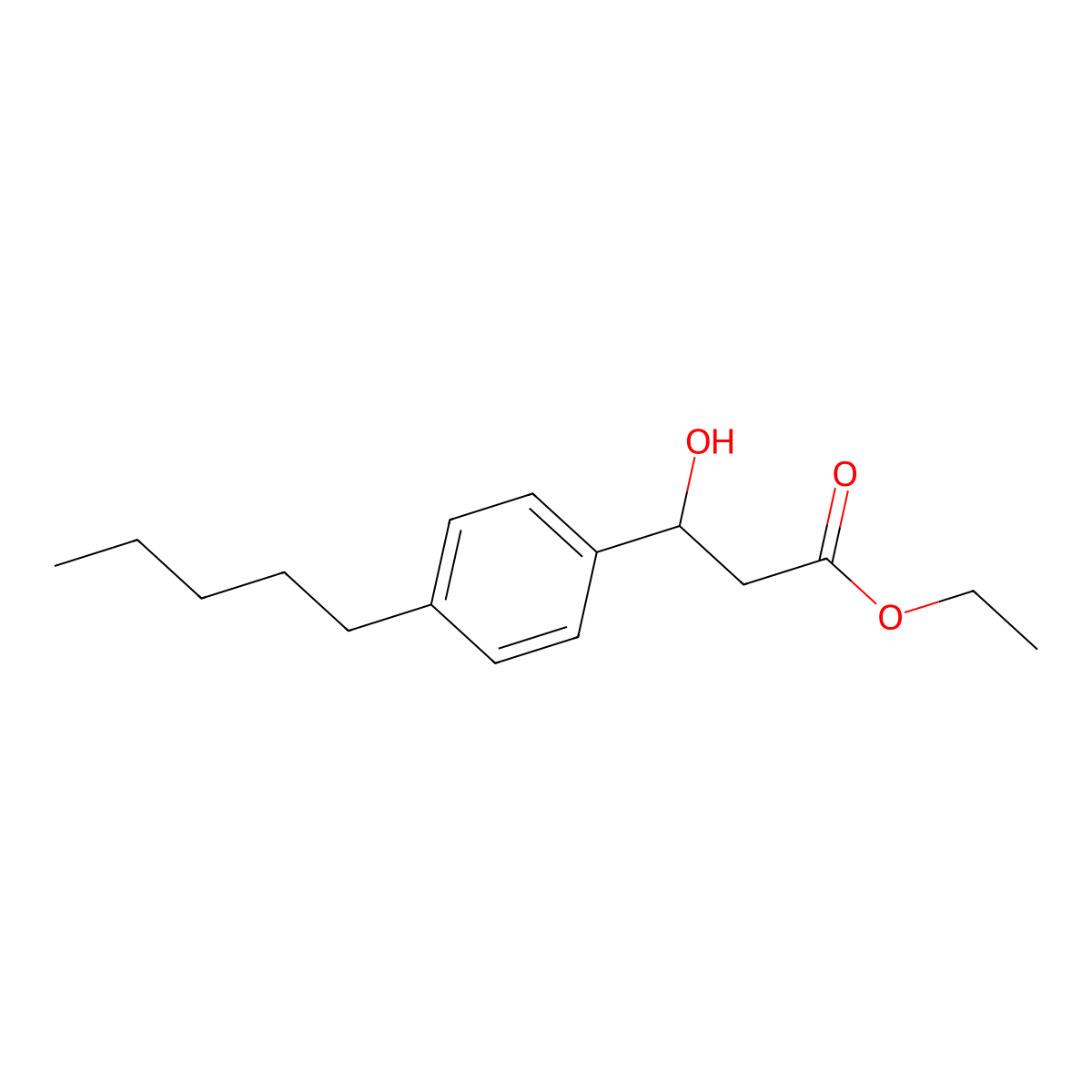 Ethyl 3-hydroxy-3-(4-pentylphenyl)propanoate molecular structure, CAS 2755723-33-0