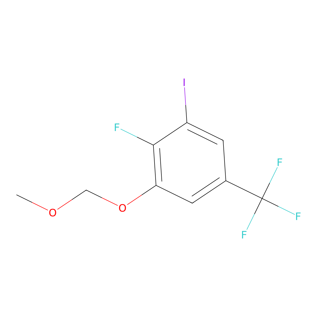 2-Fluoro-1-iodo-3-(methoxymethoxy)-5-(trifluoromethyl)benzene molecular structure, CAS 2755723-34-1