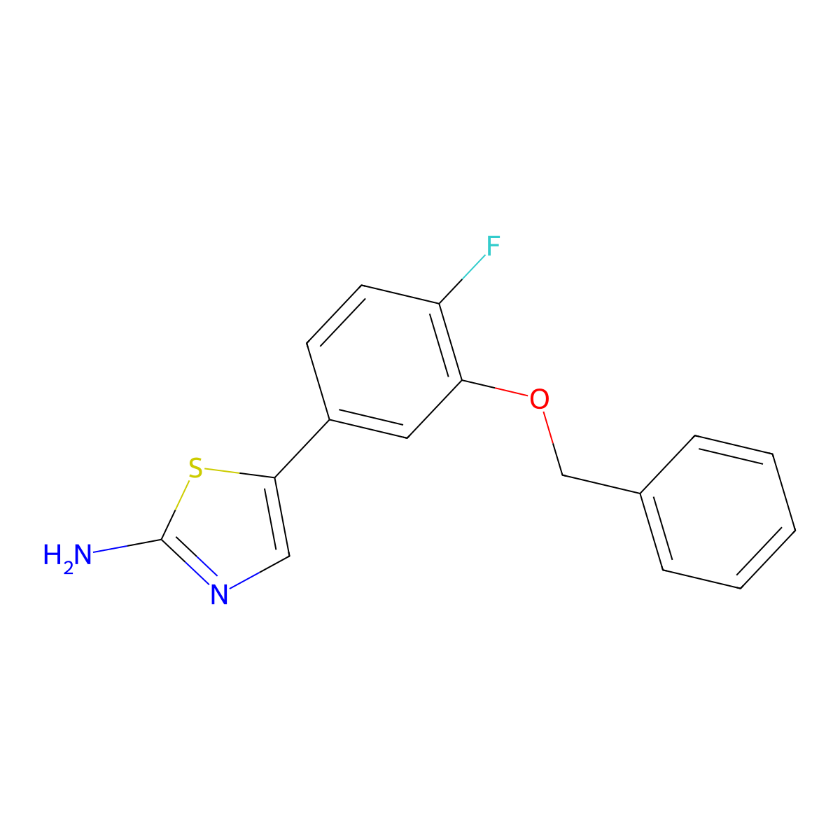 5-(3-(Benzyloxy)-4-fluorophenyl)thiazol-2-amine molecular structure, CAS 2755723-37-4