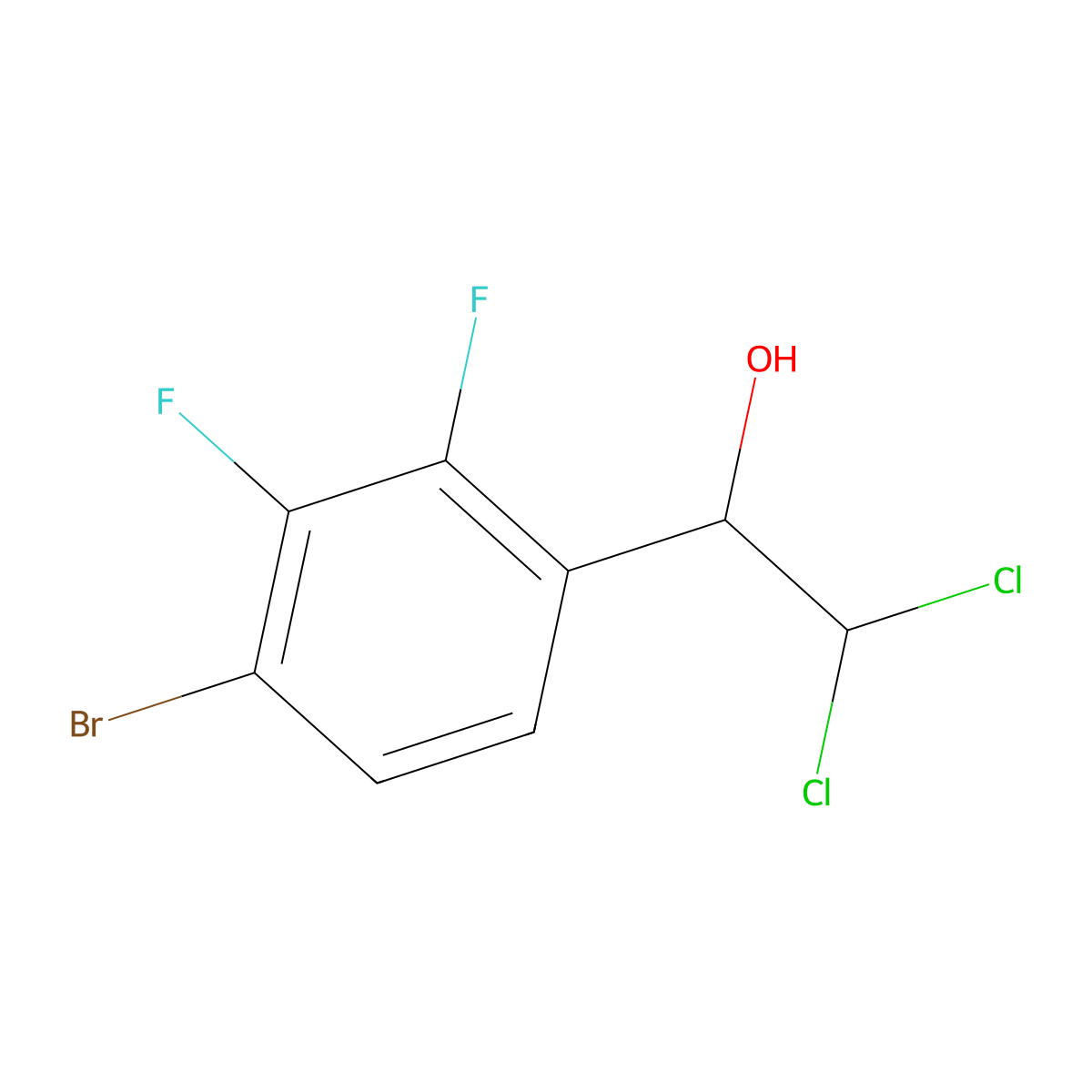 1-(4-Bromo-2,3-difluorophenyl)-2,2-dichloroethanol molecular structure, CAS 2755723-41-0