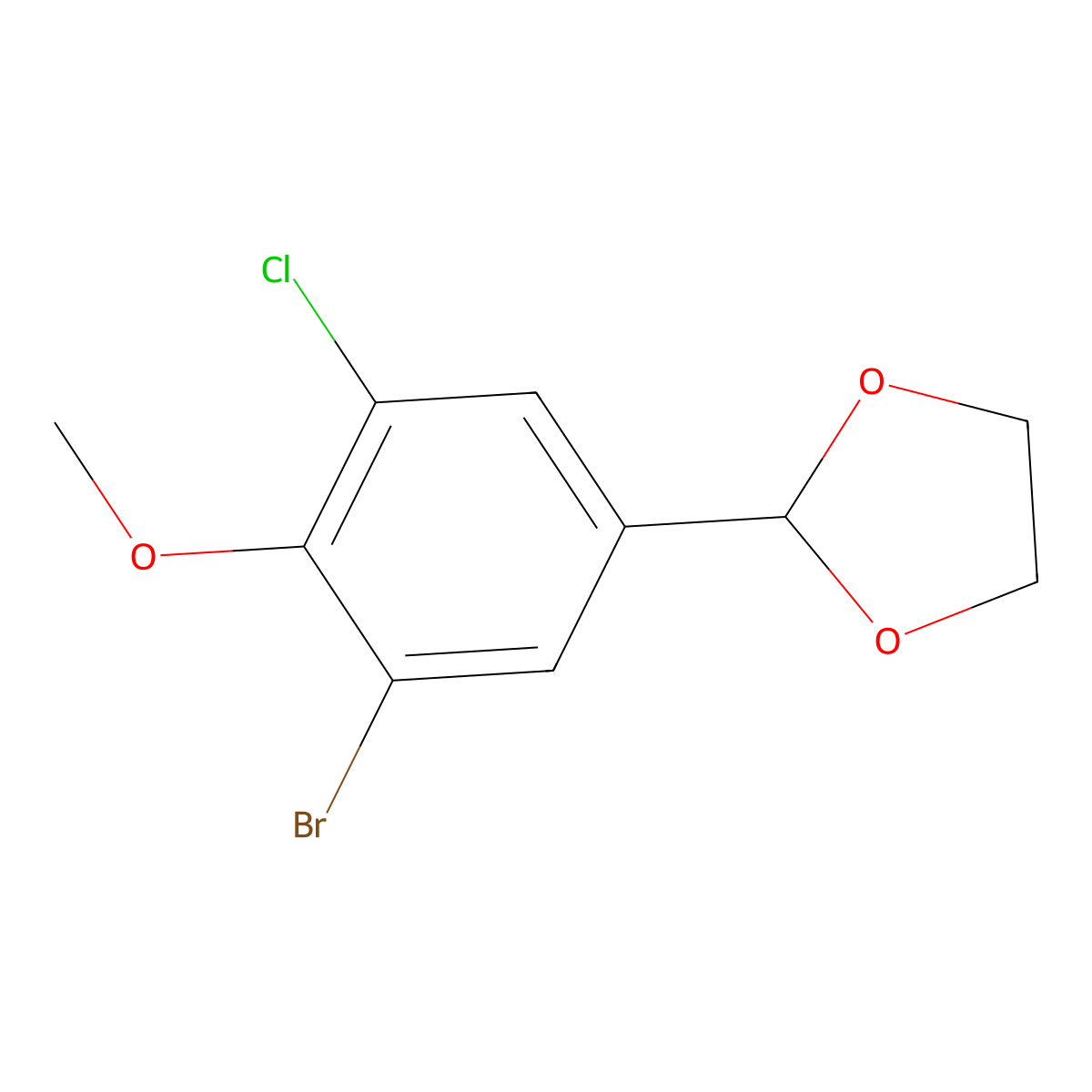 2-(3-Bromo-5-chloro-4-methoxyphenyl)-1,3-dioxolane molecular structure, CAS 2755723-50-1