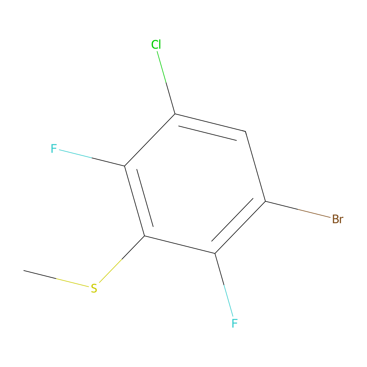 (3-Bromo-5-chloro-2,6-difluorophenyl)(methyl)sulfane molecular structure, CAS 2755723-60-3