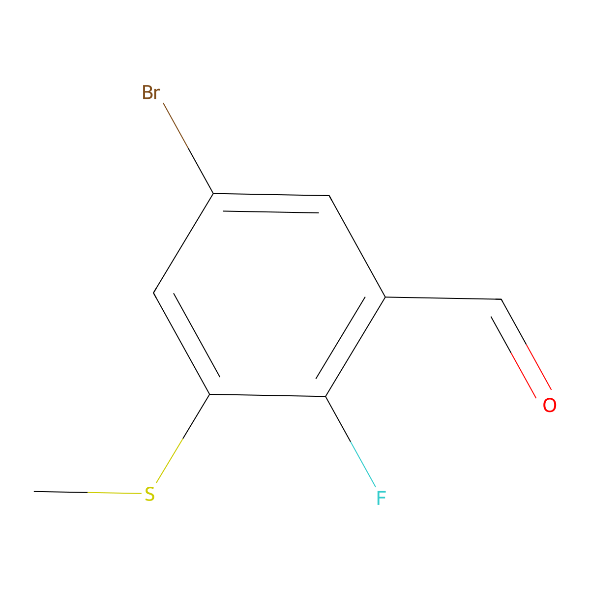 5-Bromo-2-fluoro-3-(methylthio)benzaldehyde molecular structure, CAS 2755723-65-8