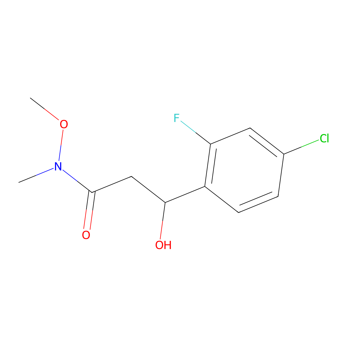 3-(4-Chloro-2-fluorophenyl)-3-hydroxy-N-methoxy-N-methylpropanamide molecular structure, CAS 2755723-66-9