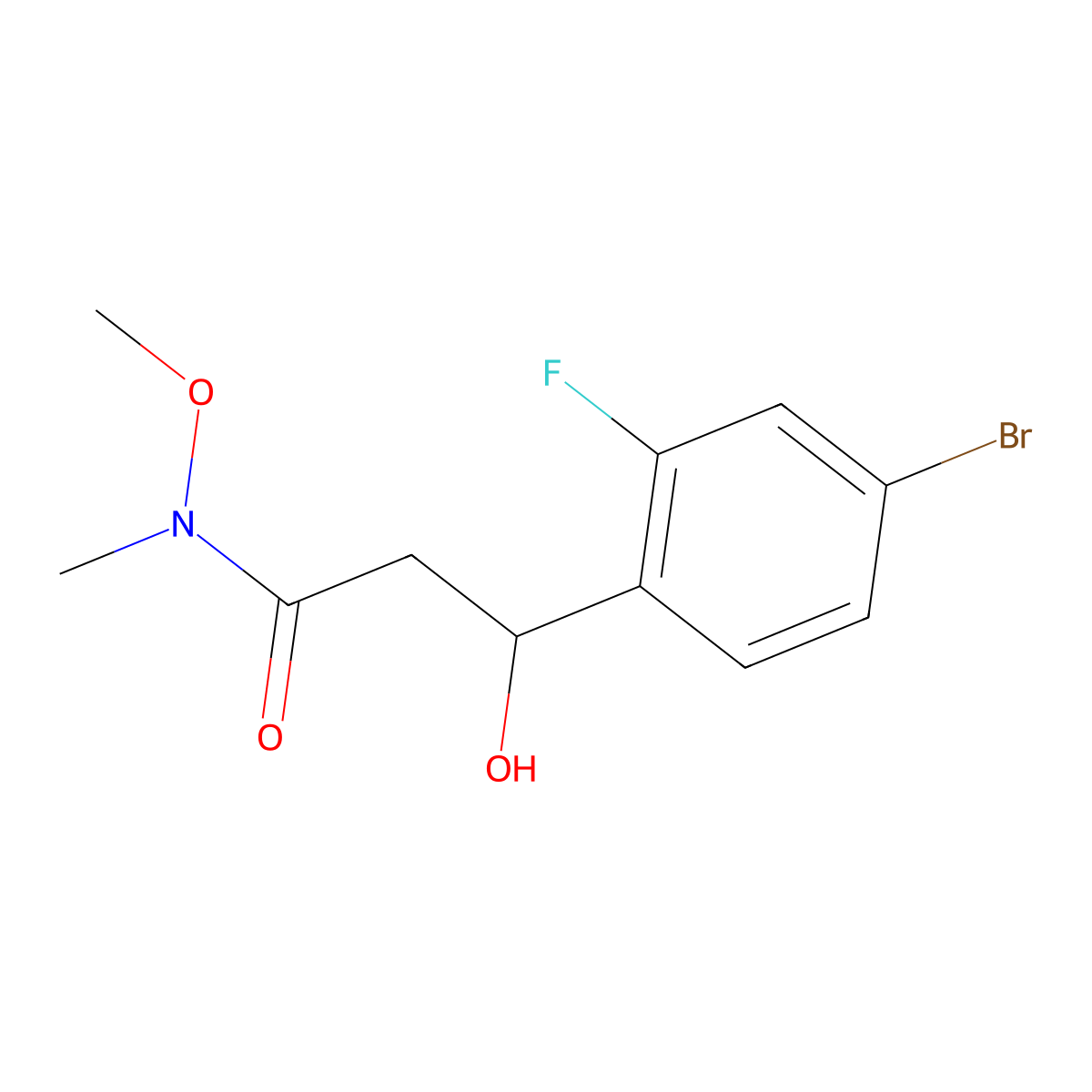3-(4-Bromo-2-fluorophenyl)-3-hydroxy-N-methoxy-N-methylpropanamide molecular structure, CAS 2755723-68-1