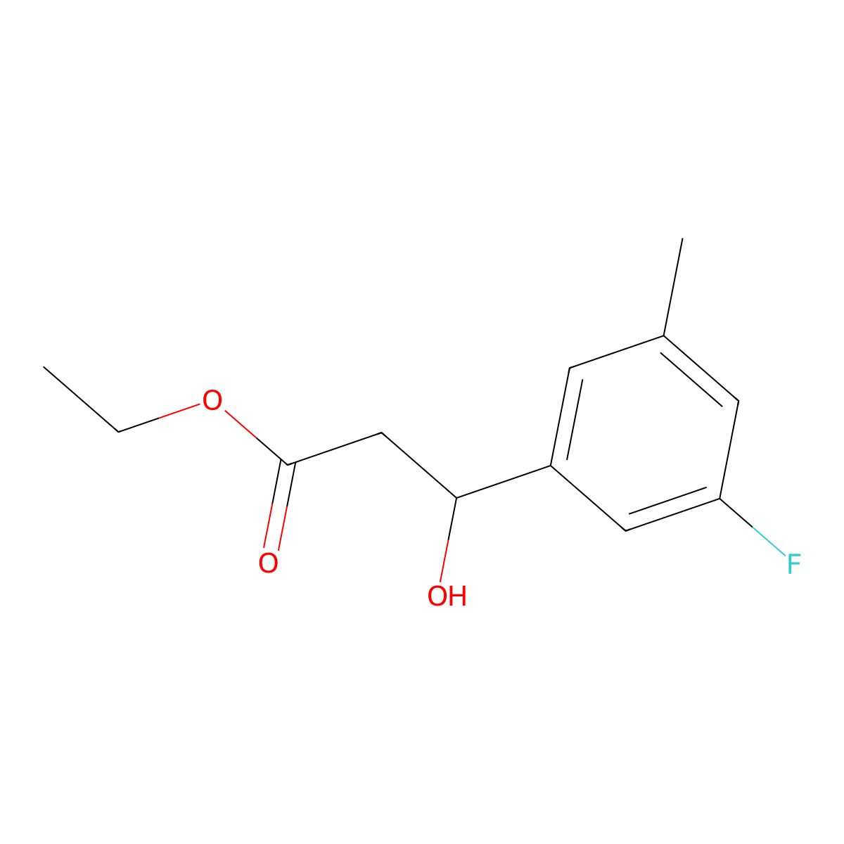 Ethyl 3-(3-fluoro-5-methylphenyl)-3-hydroxypropanoate molecular structure, CAS 2755723-69-2