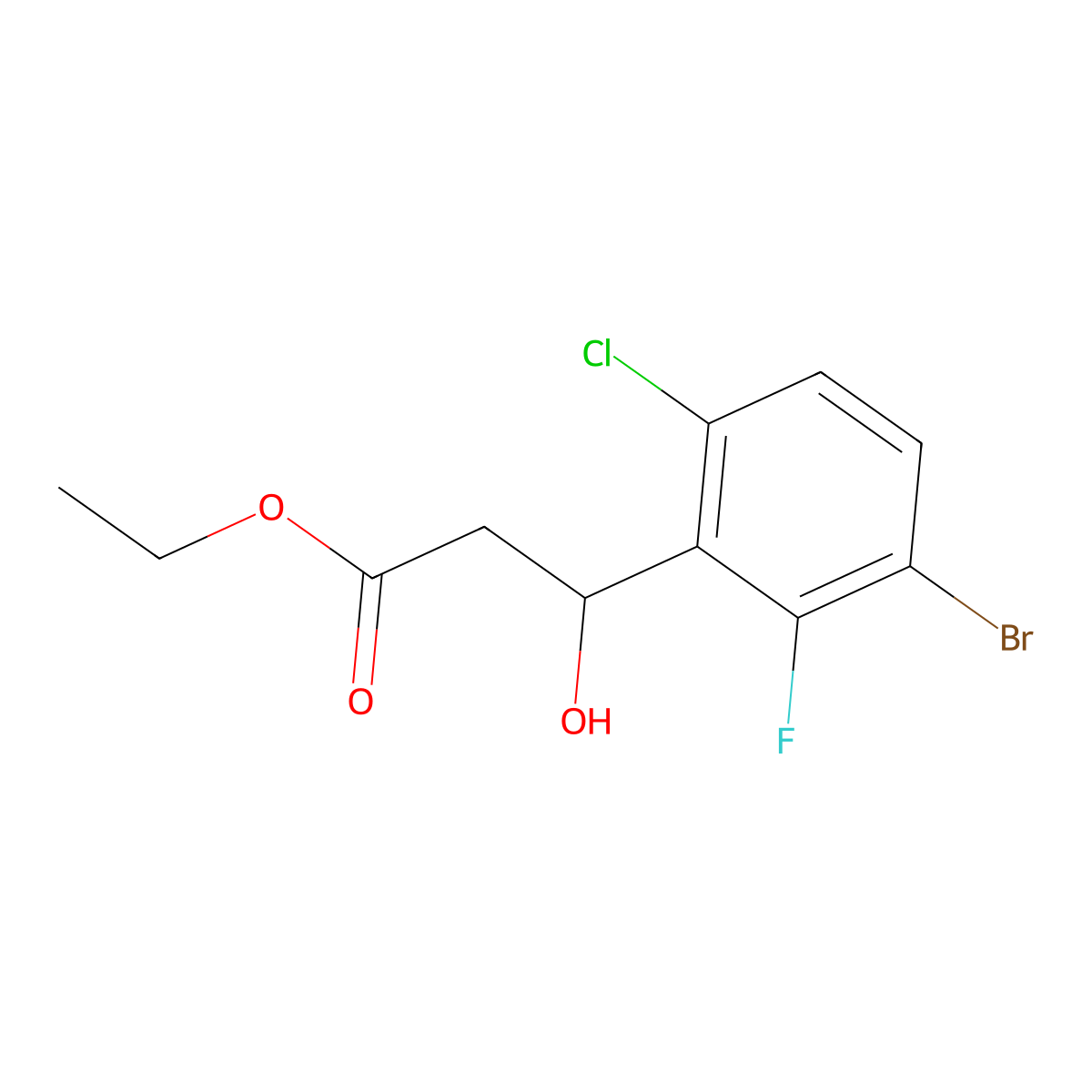 Ethyl 3-(3-bromo-6-chloro-2-fluorophenyl)-3-hydroxypropanoate molecular structure, CAS 2755723-70-5