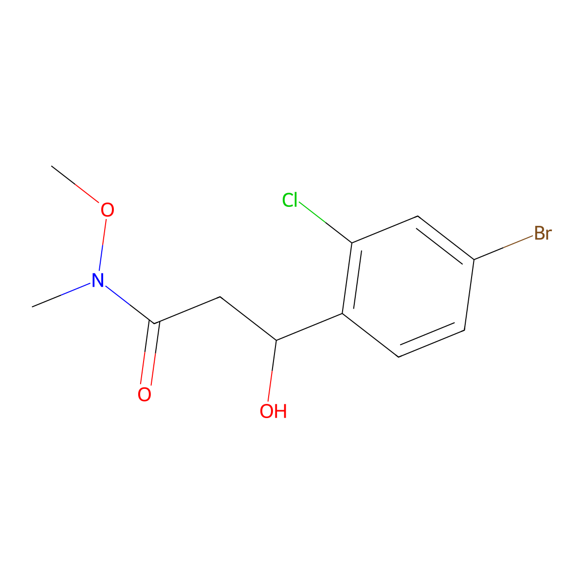 3-(4-Bromo-2-chlorophenyl)-3-hydroxy-N-methoxy-N-methylpropanamide molecular structure, CAS 2755723-89-6