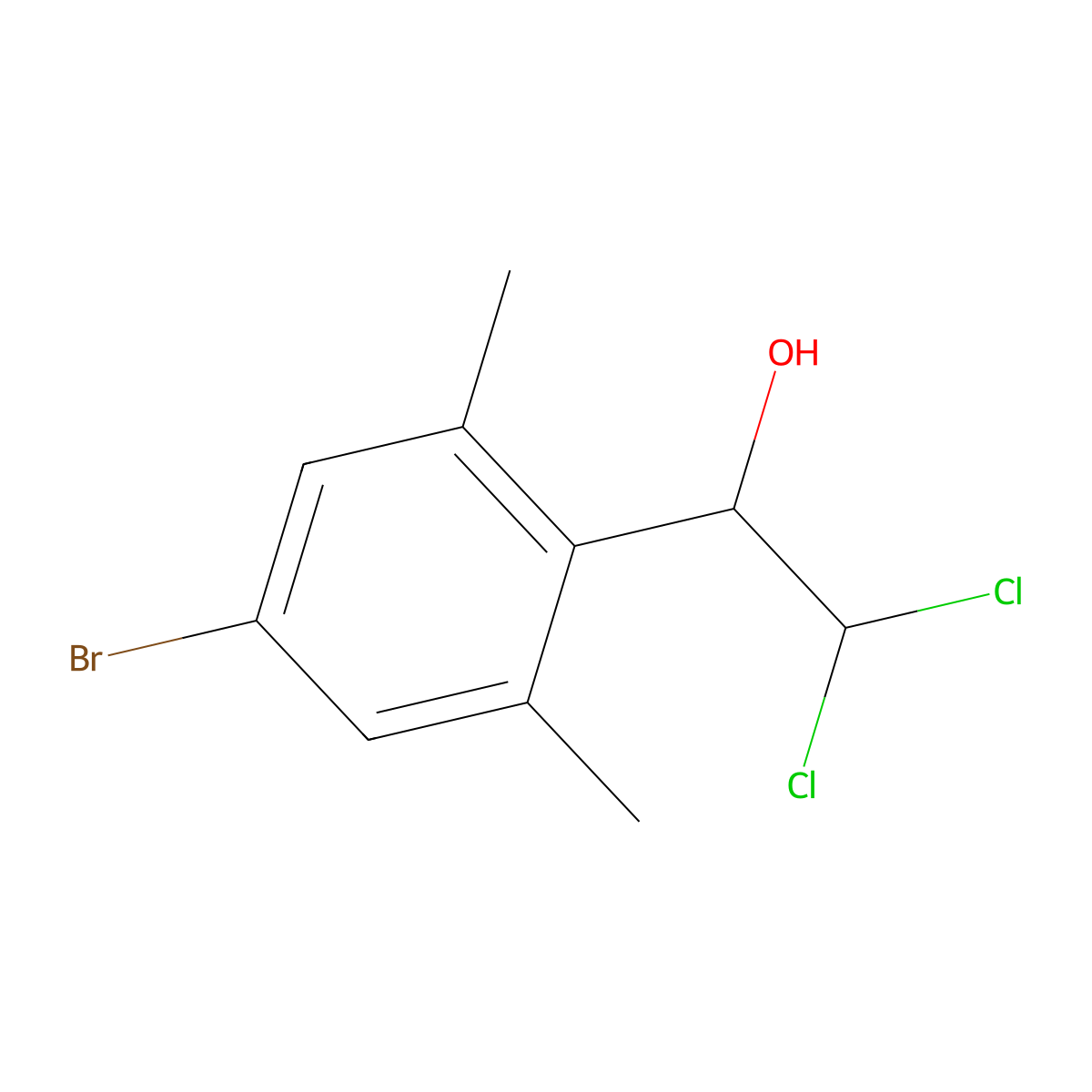 1-(4-Bromo-2,6-dimethylphenyl)-2,2-dichloroethanol molecular structure, CAS 2755723-93-2