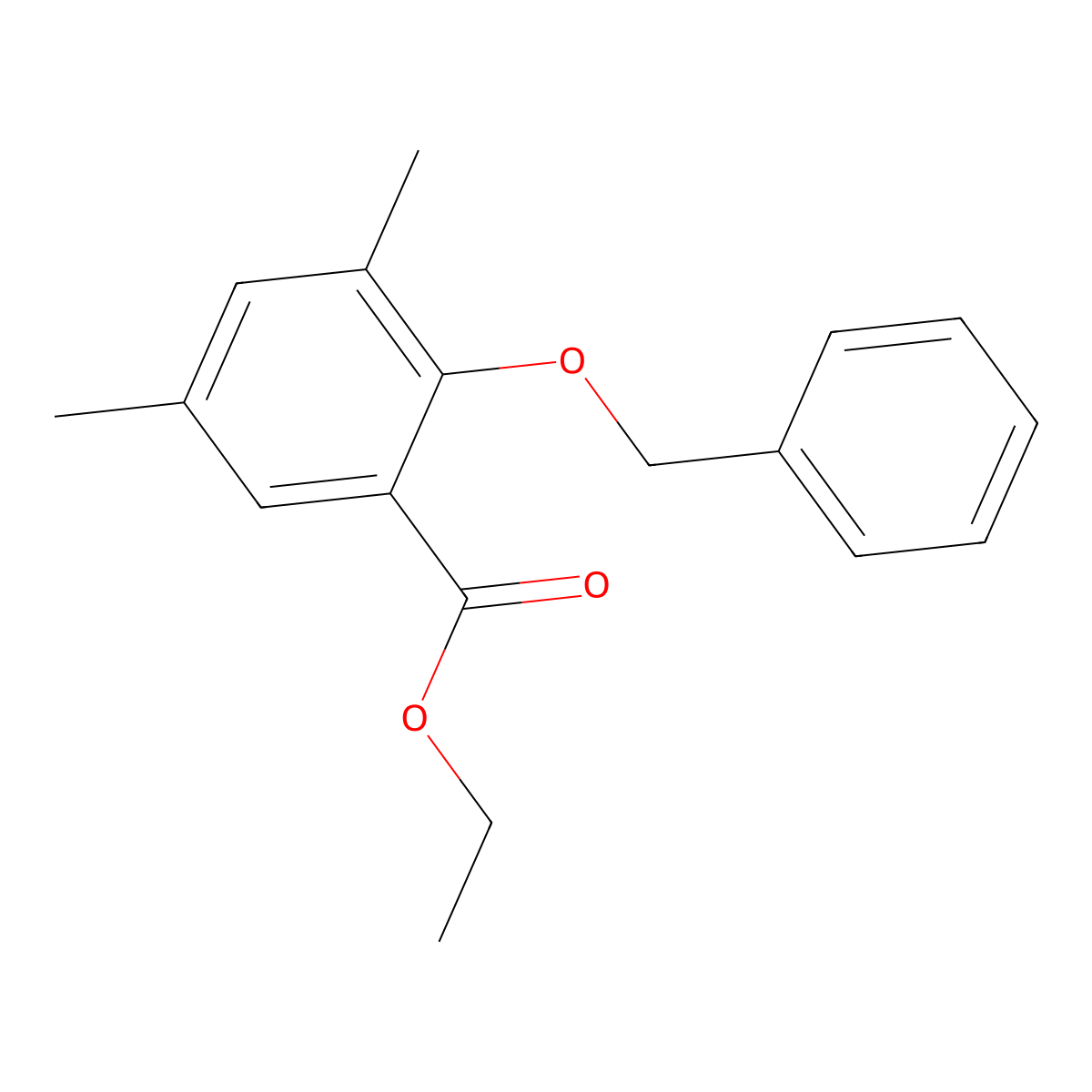 Ethyl 2-(benzyloxy)-3,5-dimethylbenzoate molecular structure, CAS 2755723-98-7