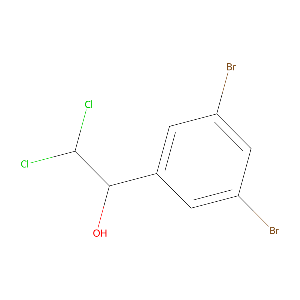 2,2-Dichloro-1-(3,5-dibromophenyl)ethanol molecular structure, CAS 2755723-99-8