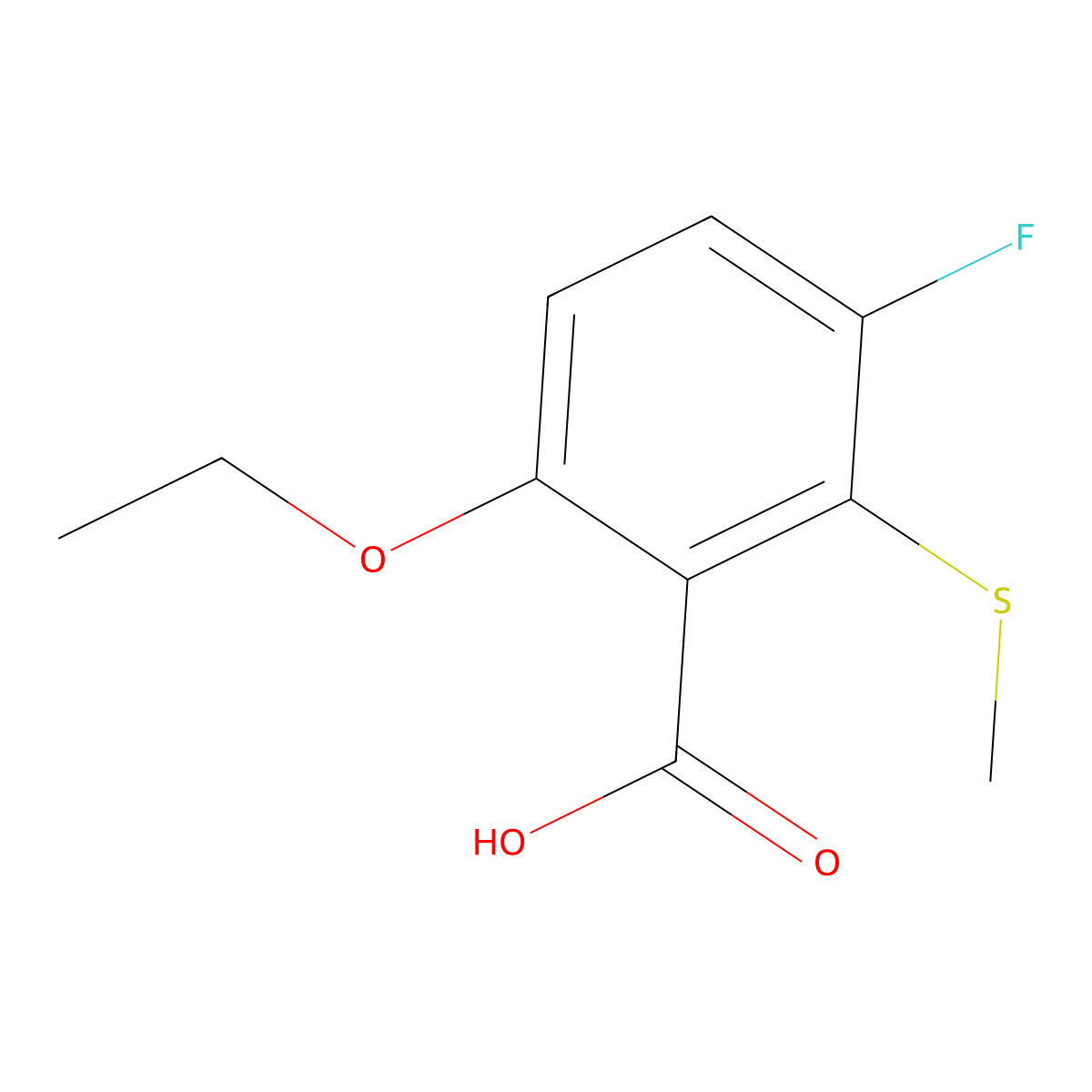 6-Ethoxy-3-fluoro-2-(methylthio)benzoic acid molecular structure, CAS 2755724-04-8