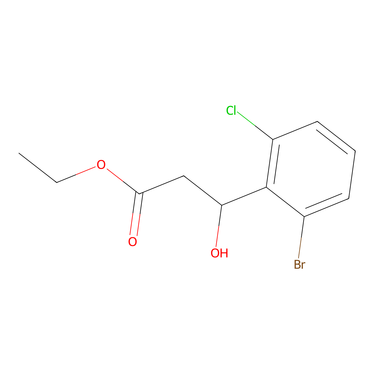 Ethyl 3-(2-bromo-6-chlorophenyl)-3-hydroxypropanoate molecular structure, CAS 2755724-08-2