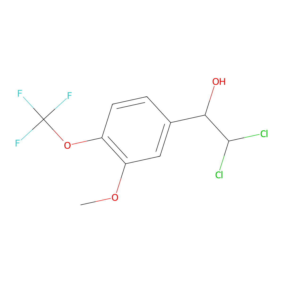 2,2-Dichloro-1-(3-methoxy-4-(trifluoromethoxy)phenyl)ethanol molecular structure, CAS 2755724-09-3