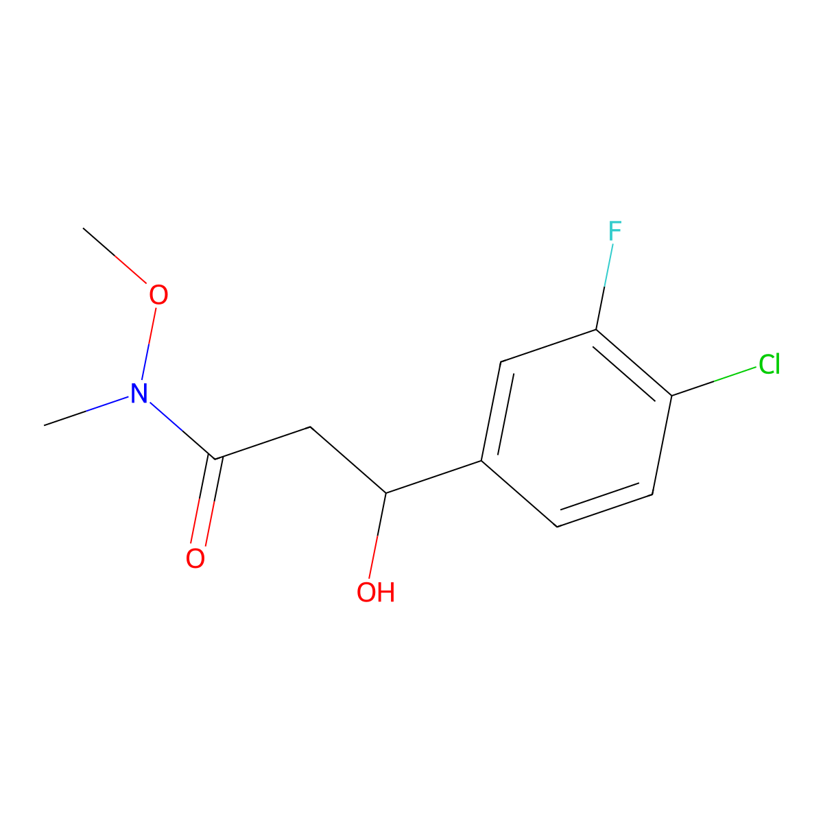 3-(4-Chloro-3-fluorophenyl)-3-hydroxy-N-methoxy-N-methylpropanamide molecular structure, CAS 2755724-14-0