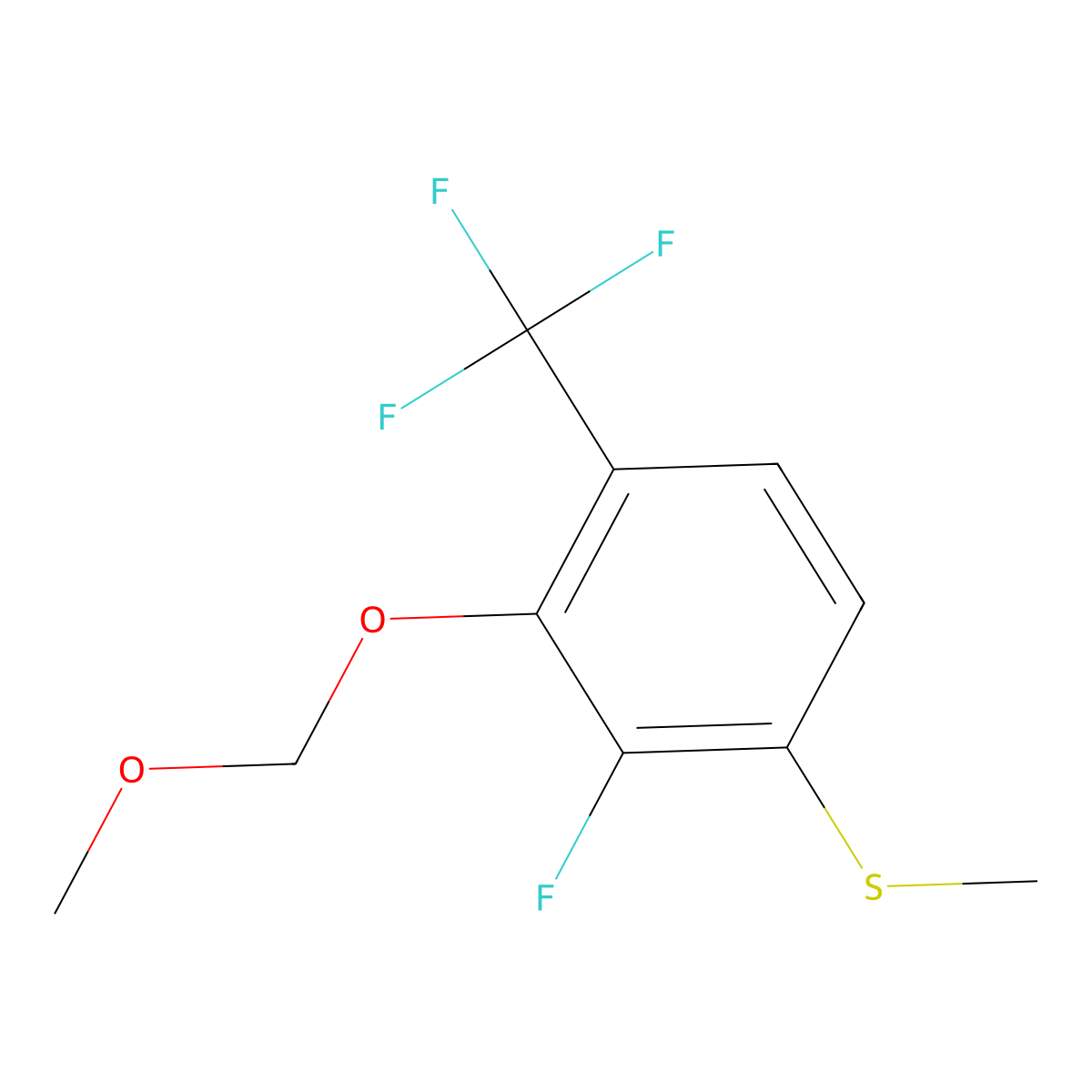 (2-Fluoro-3-(methoxymethoxy)-4-(trifluoromethyl)phenyl)(methyl)sulfane molecular structure, CAS 2755724-16-2