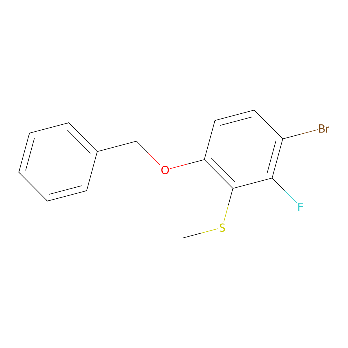 (6-(Benzyloxy)-3-bromo-2-fluorophenyl)(methyl)sulfane molecular structure, CAS 2755724-19-5