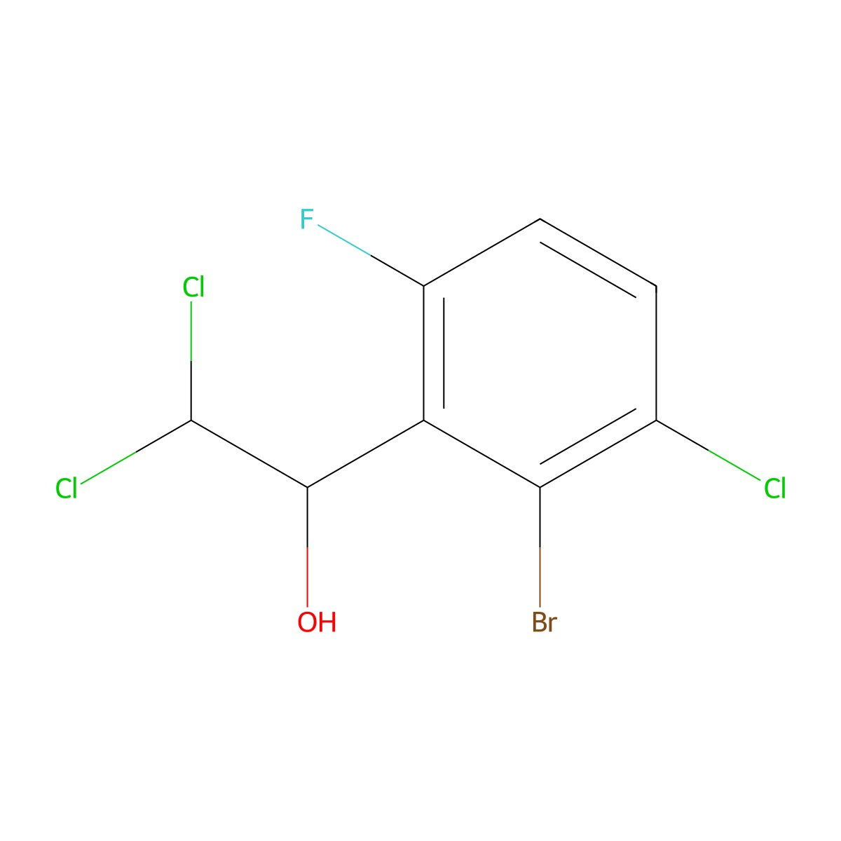 1-(2-Bromo-3-chloro-6-fluorophenyl)-2,2-dichloroethanol molecular structure, CAS 2755724-24-2