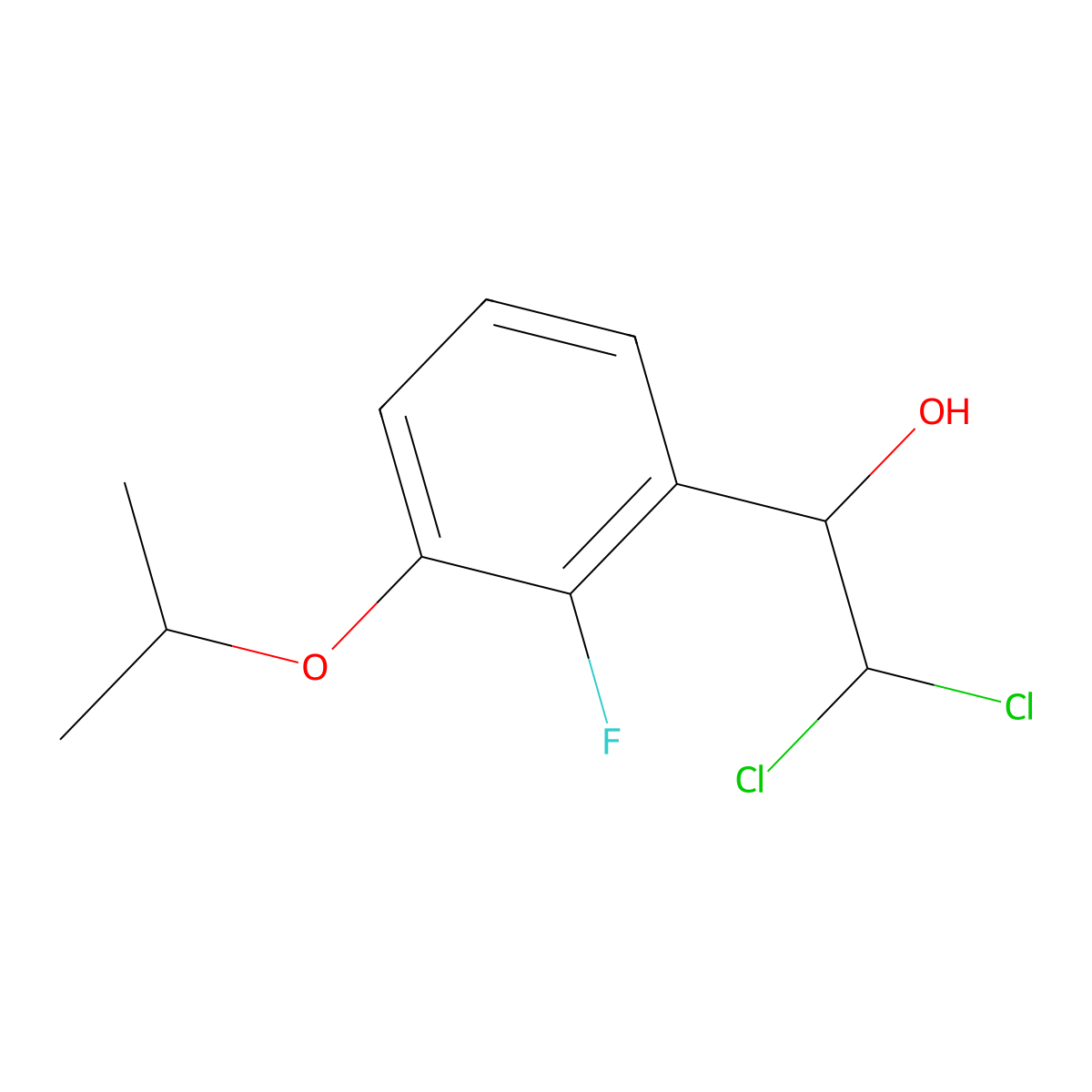 2,2-Dichloro-1-(2-fluoro-3-isopropoxyphenyl)ethanol molecular structure, CAS 2755724-28-6