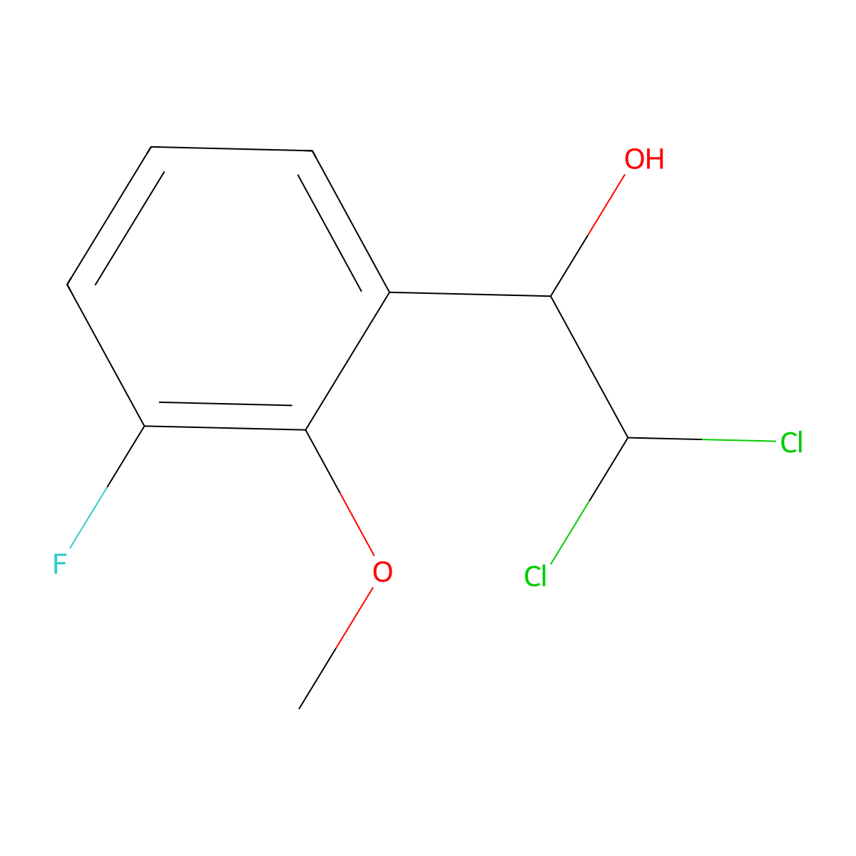 2,2-Dichloro-1-(3-fluoro-2-methoxyphenyl)ethanol molecular structure, CAS 2755724-35-5