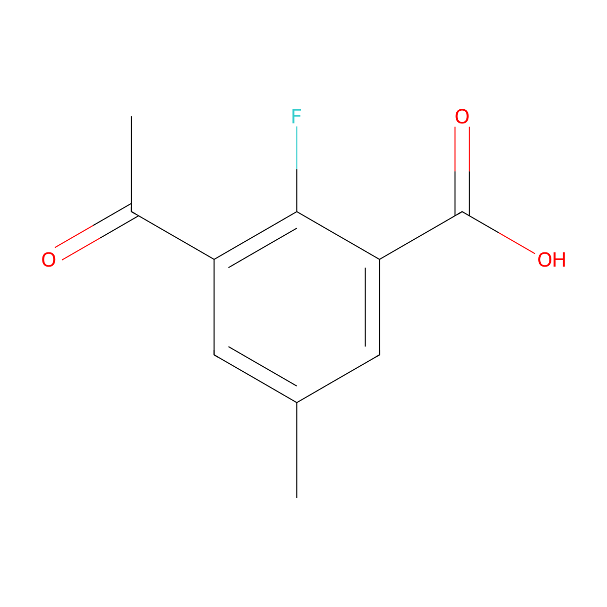 3-Acetyl-2-fluoro-5-methylbenzoic acid molecular structure, CAS 2755724-36-6