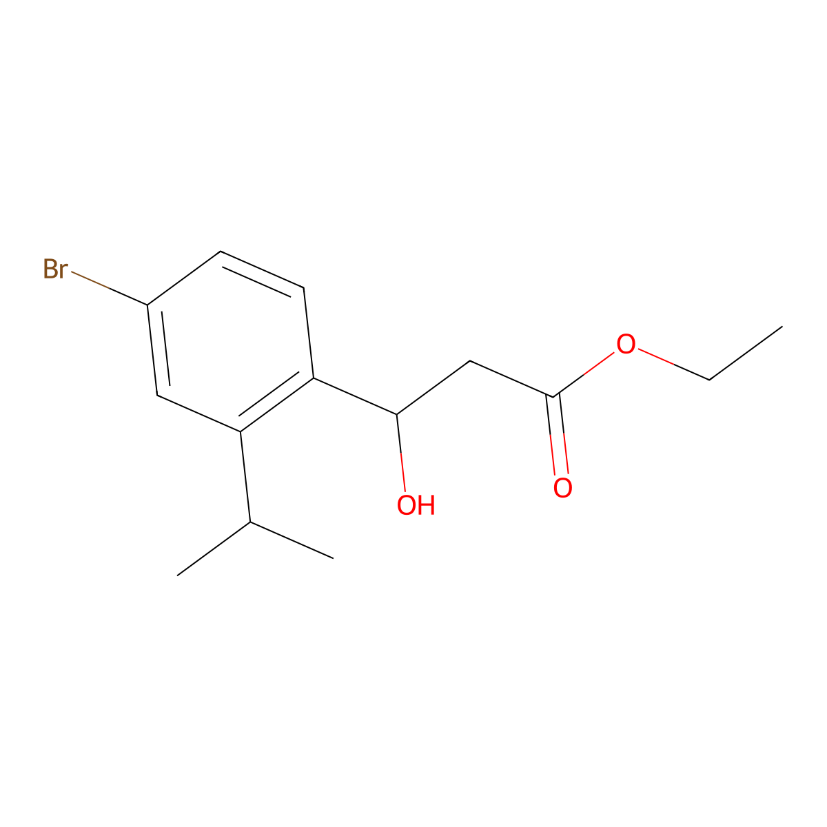 Ethyl 3-(4-bromo-2-isopropylphenyl)-3-hydroxypropanoate molecular structure, CAS 2755724-62-8