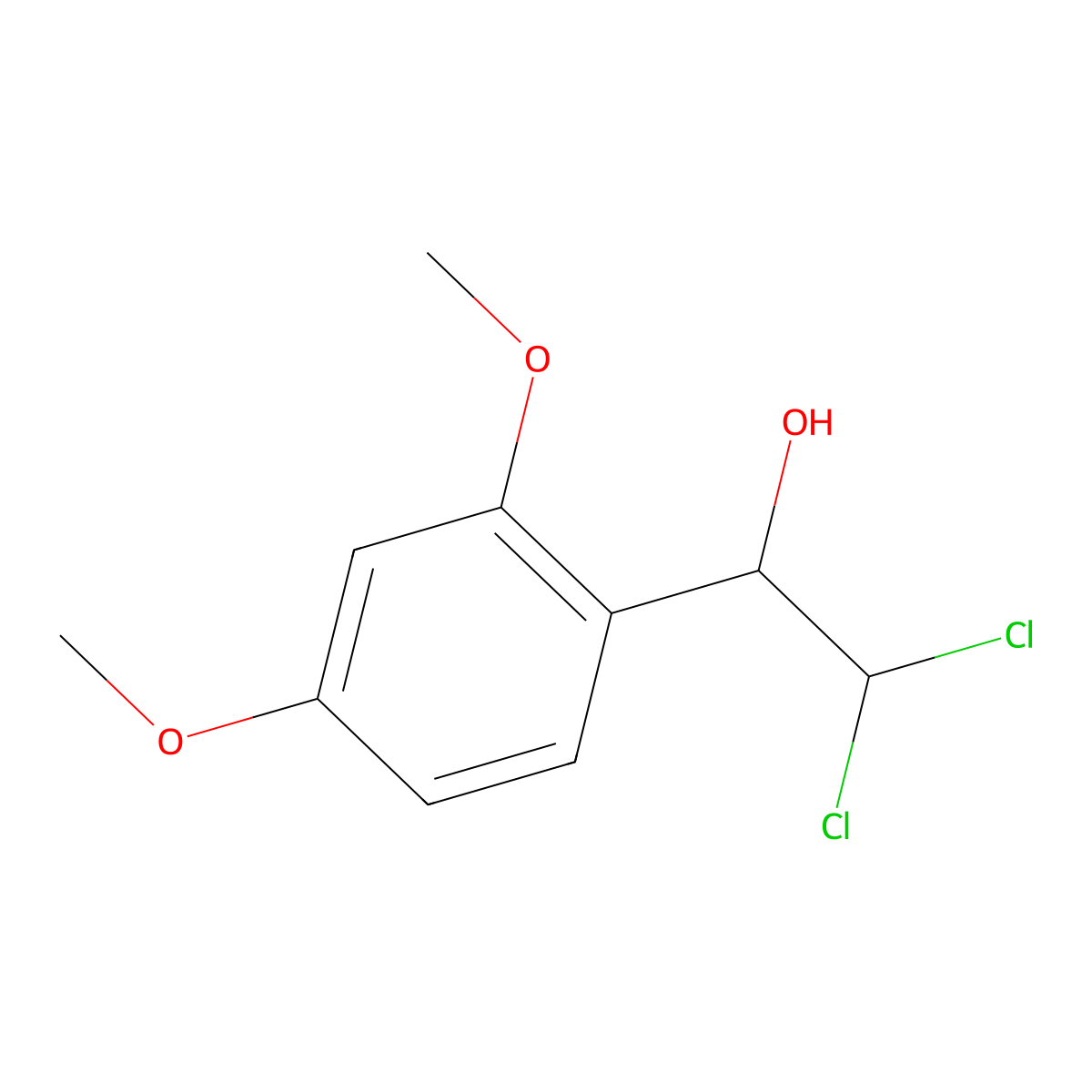 2,2-Dichloro-1-(2,4-dimethoxyphenyl)ethanol molecular structure, CAS 2755724-67-3