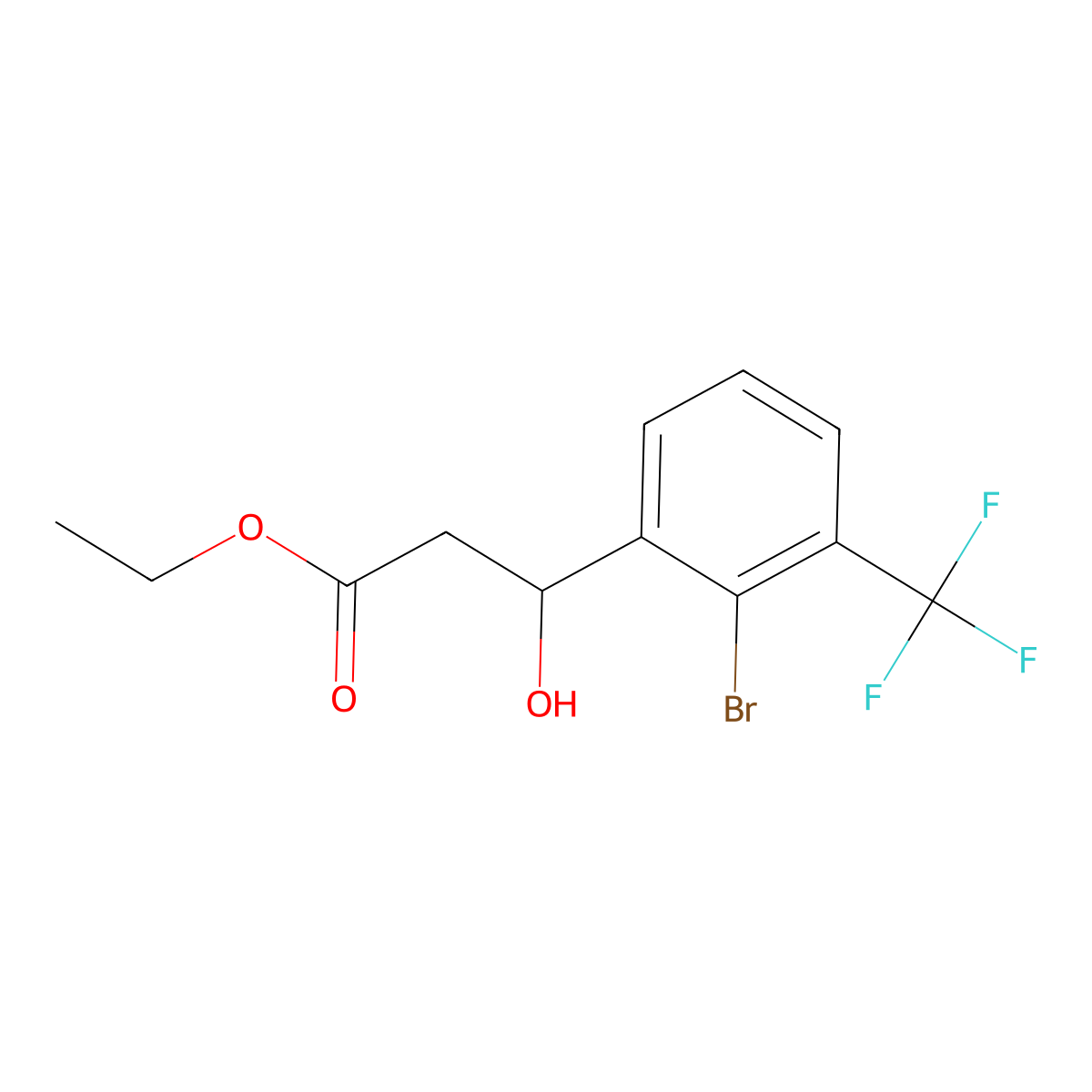 Ethyl 3-(2-bromo-3-(trifluoromethyl)phenyl)-3-hydroxypropanoate molecular structure, CAS 2755724-73-1