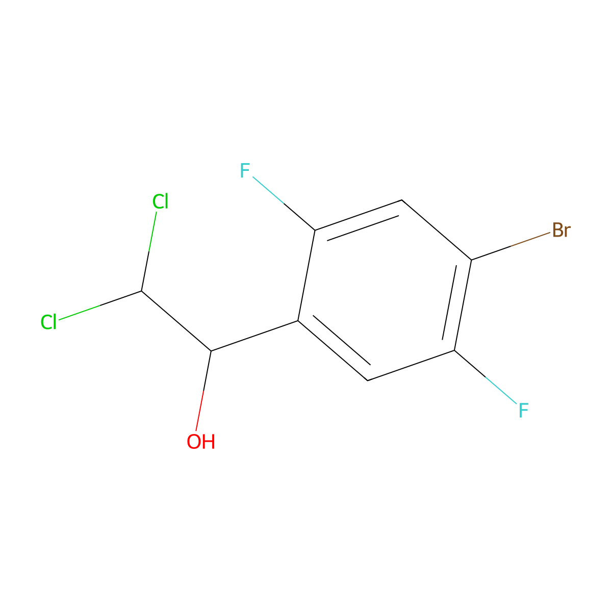 1-(4-Bromo-2,5-difluorophenyl)-2,2-dichloroethanol molecular structure, CAS 2755724-82-2