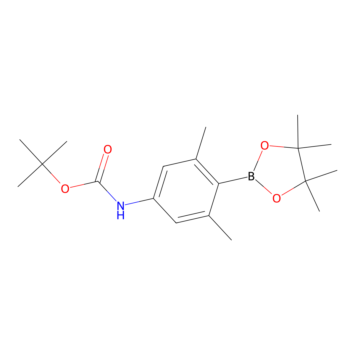 tert-Butyl (3,5-dimethyl-4-(4,4,5,5-tetramethyl-1,3,2-dioxaborolan-2-yl)phenyl)carbamate molecular structure, CAS 2755733-09-4