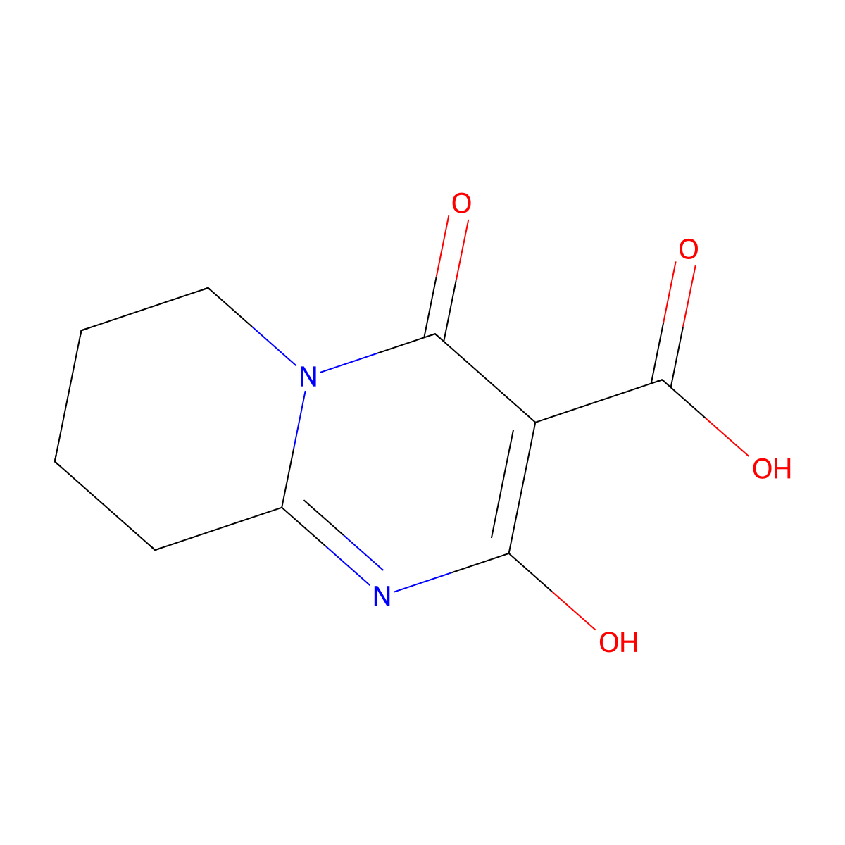 2-Hydroxy-4-oxo-6,7,8,9-tetrahydro-4H-pyrido[1,2-a]pyrimidine-3-carboxylic acid molecular structure, CAS 2755766-48-2