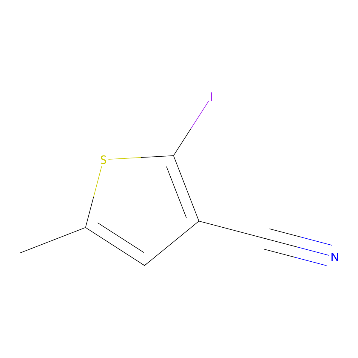 2-Iodo-5-methyl-3-thiophenecarbonitrile molecular structure, CAS 2755862-46-3