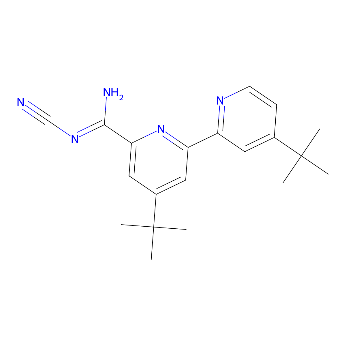 4,4'-di-tert-butyl-N-cyano-(2,2'-bipyridine)-6-carboximidamide molecular structure, CAS 2755915-54-7
