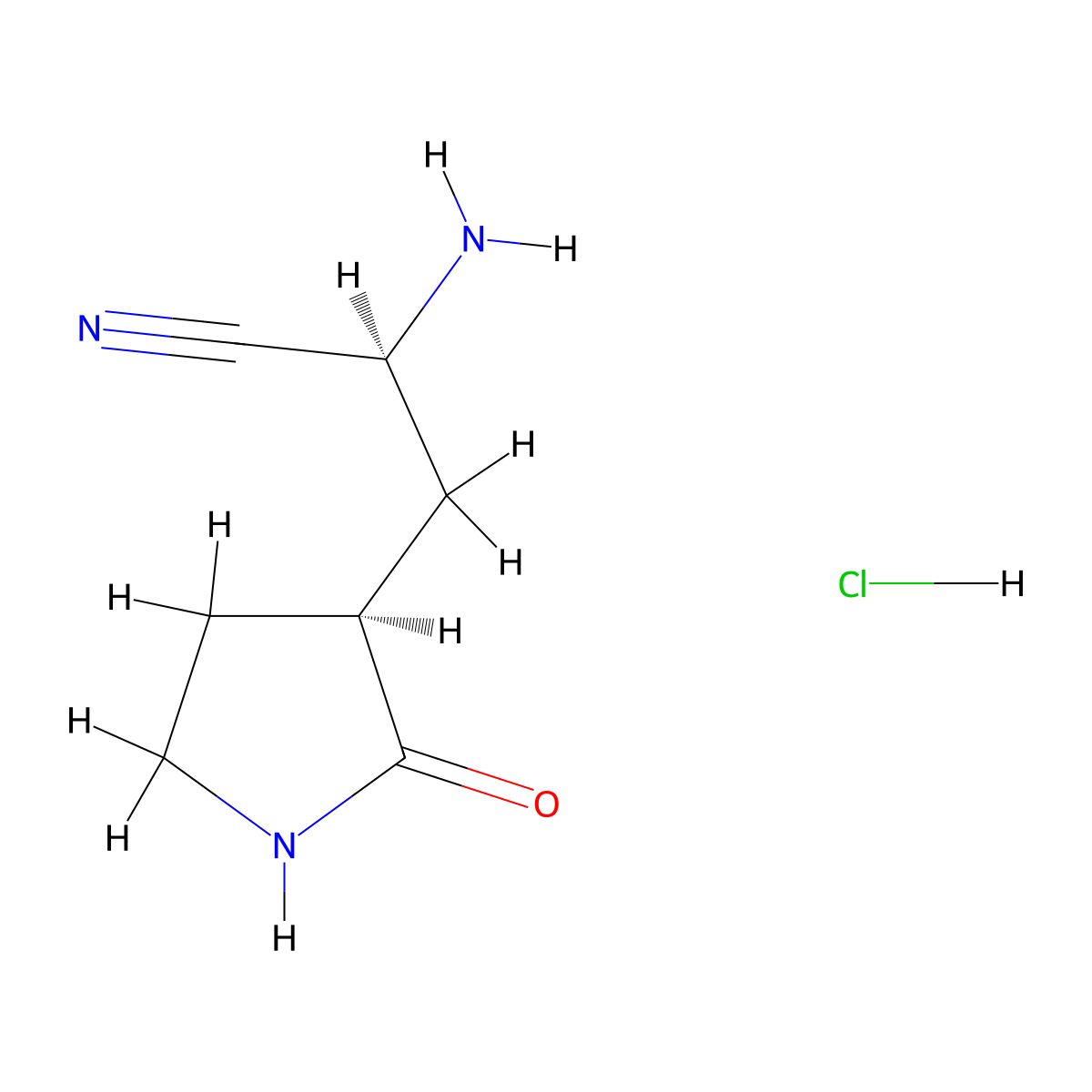 (S)-2-Amino-3-((S)-2-oxopyrrolidin-3-yl)propanenitrile hydrochloride molecular structure, CAS 2755950-35-5