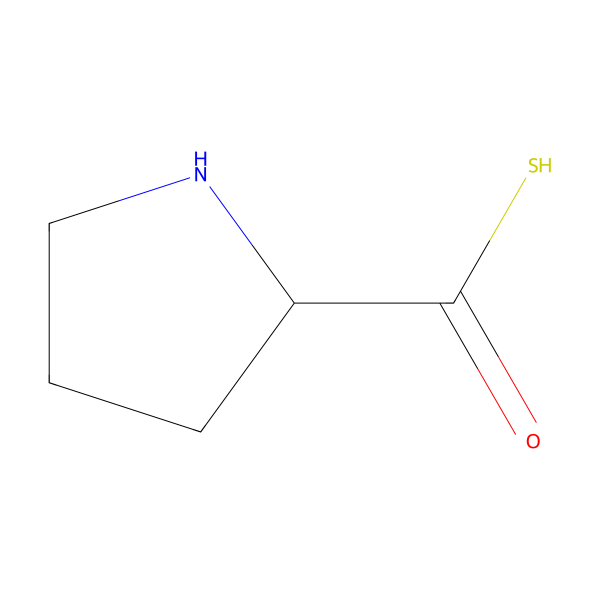2-Pyrrolidinecarbothioic acid, (+-)- molecular structure, CAS 2756-91-4