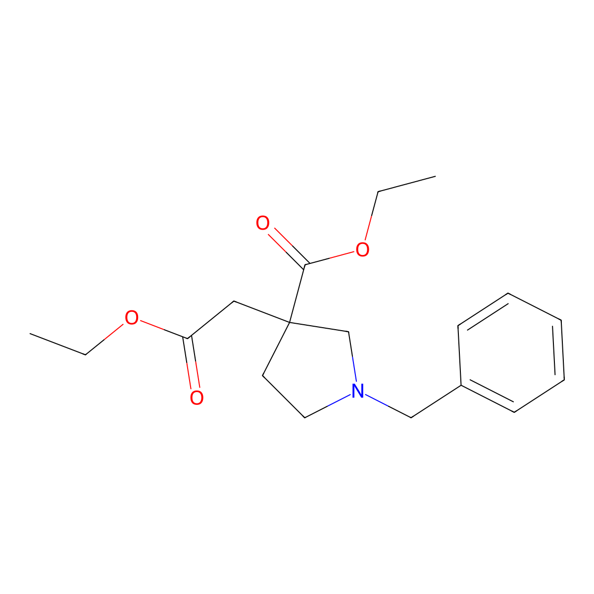 Ethyl 1-benzyl-3-(2-ethoxy-2-oxoethyl)pyrrolidine-3-carboxylate molecular structure, CAS 2756181-03-8