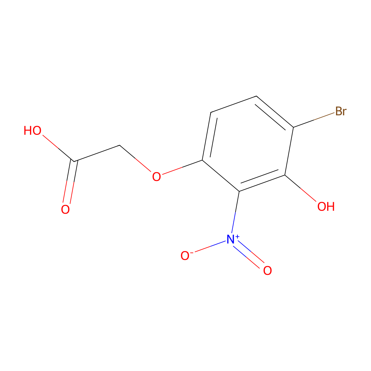 4-Bromo-3-hydroxy-2-nitrophenoxyacetic acid molecular structure, CAS 2756181-04-9