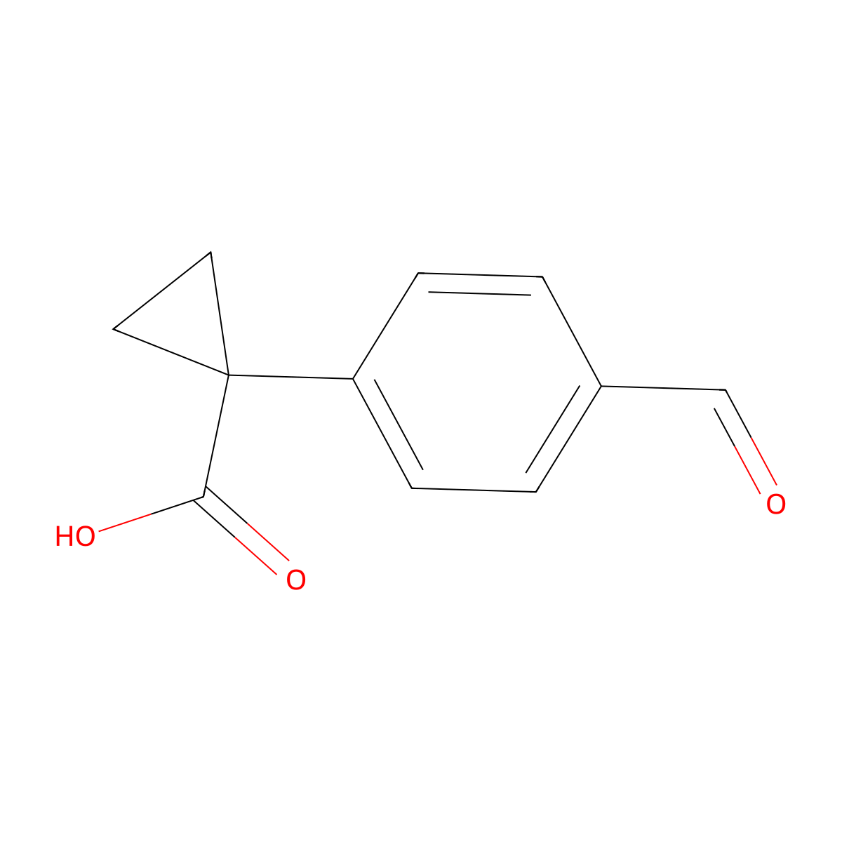 1-(4-Formylphenyl)cyclopropane-1-carboxylic acid molecular structure, CAS 2756181-12-9