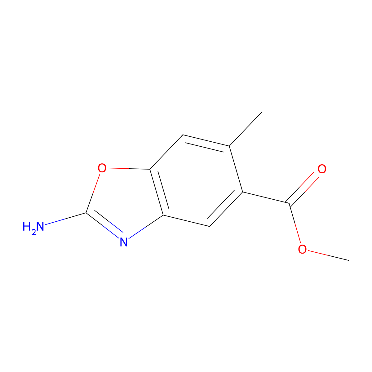 Methyl 2-amino-6-methyl-1,3-benzoxazole-5-carboxylate molecular structure, CAS 2756181-20-9