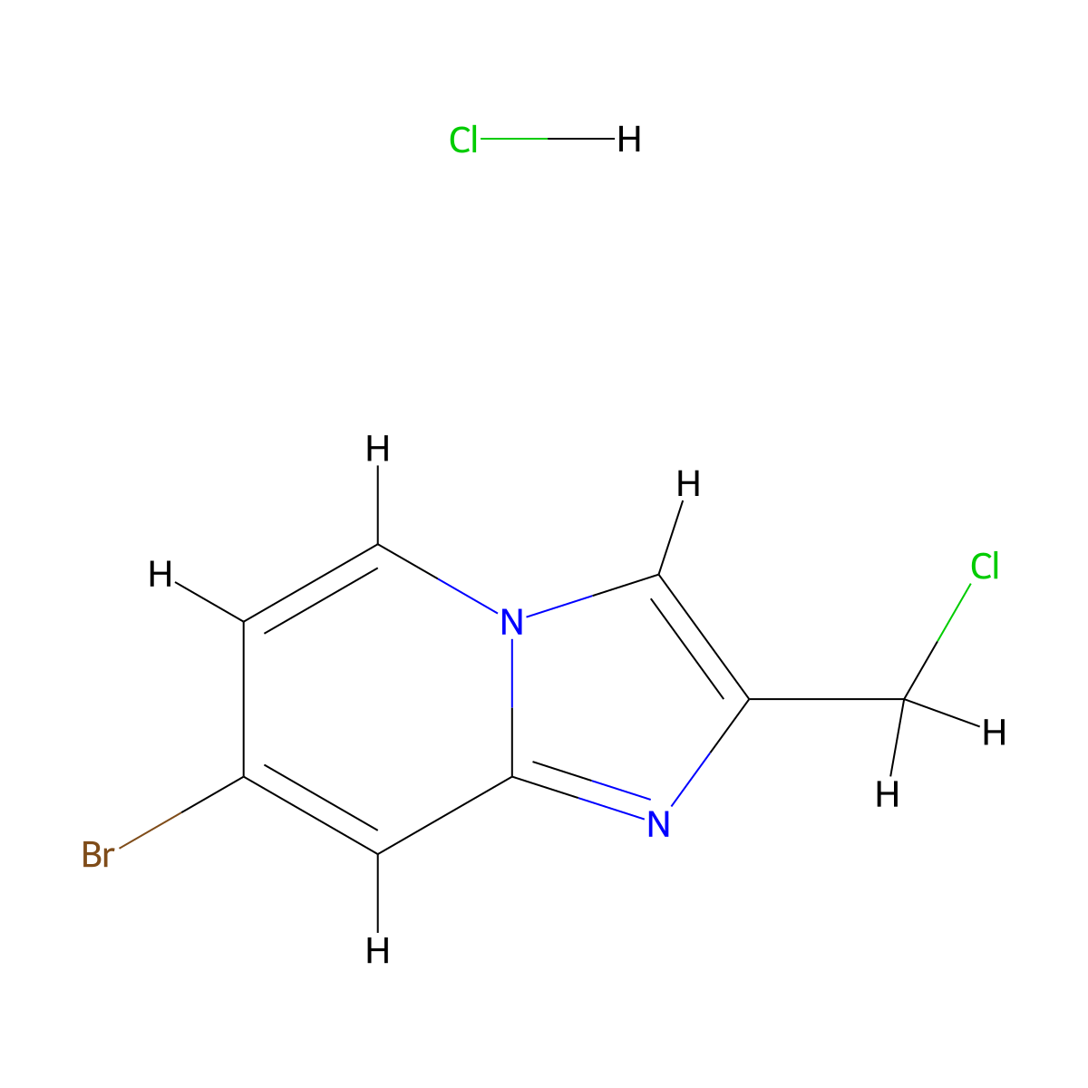 7-Bromo-2-(chloromethyl)imidazo[1,2-a]pyridine hydrochloride molecular structure, CAS 2756181-32-3