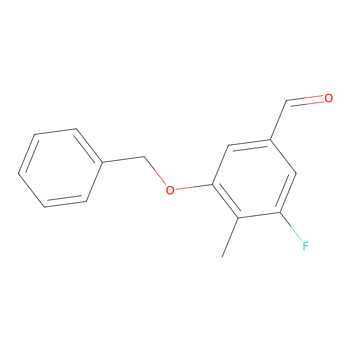 3-(Benzyloxy)-5-fluoro-4-methylbenzaldehyde molecular structure, CAS 2756181-39-0