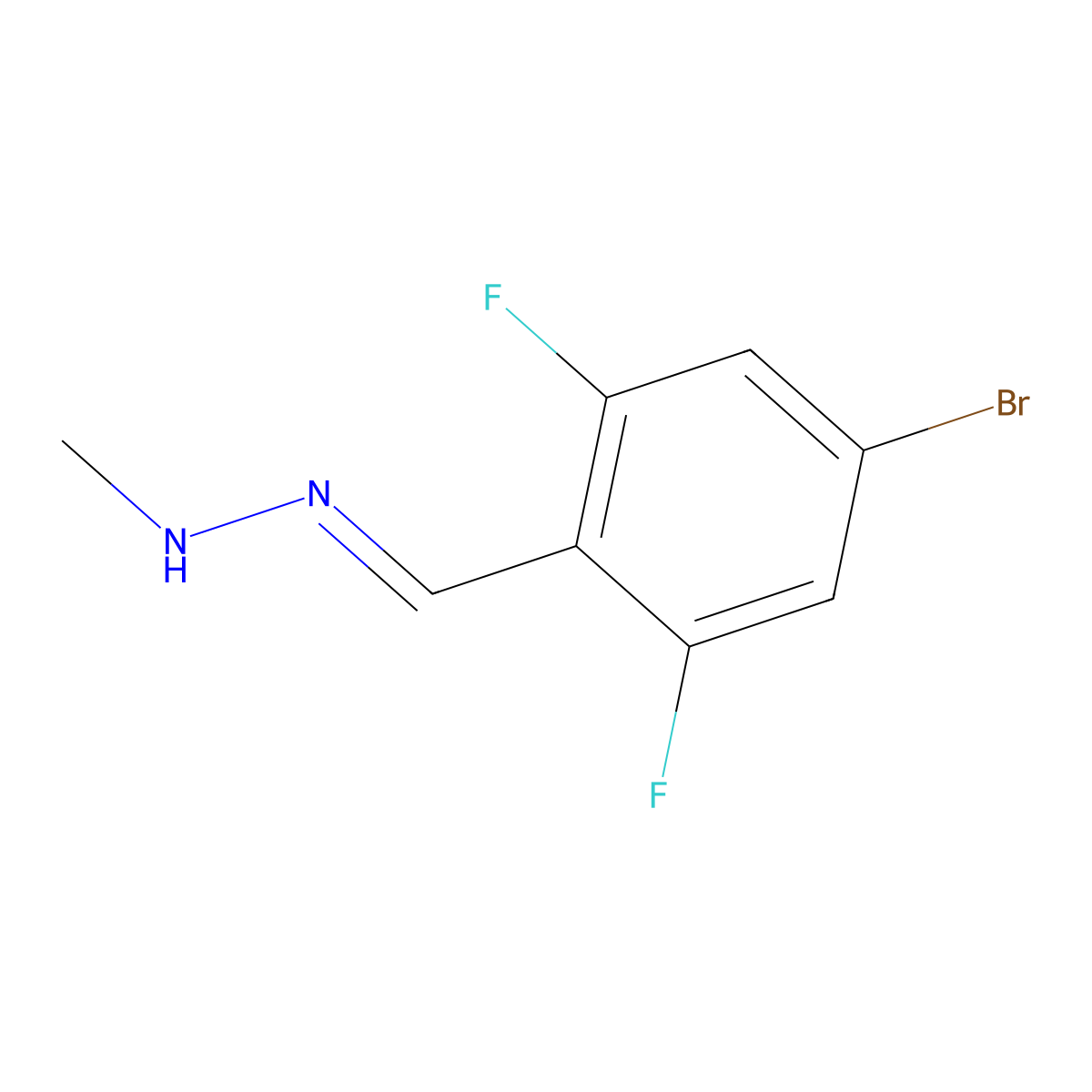 (E)-1-[(4-Bromo-2,6-difluorophenyl)methylidene]-2-methylhydrazine molecular structure, CAS 2756197-67-6
