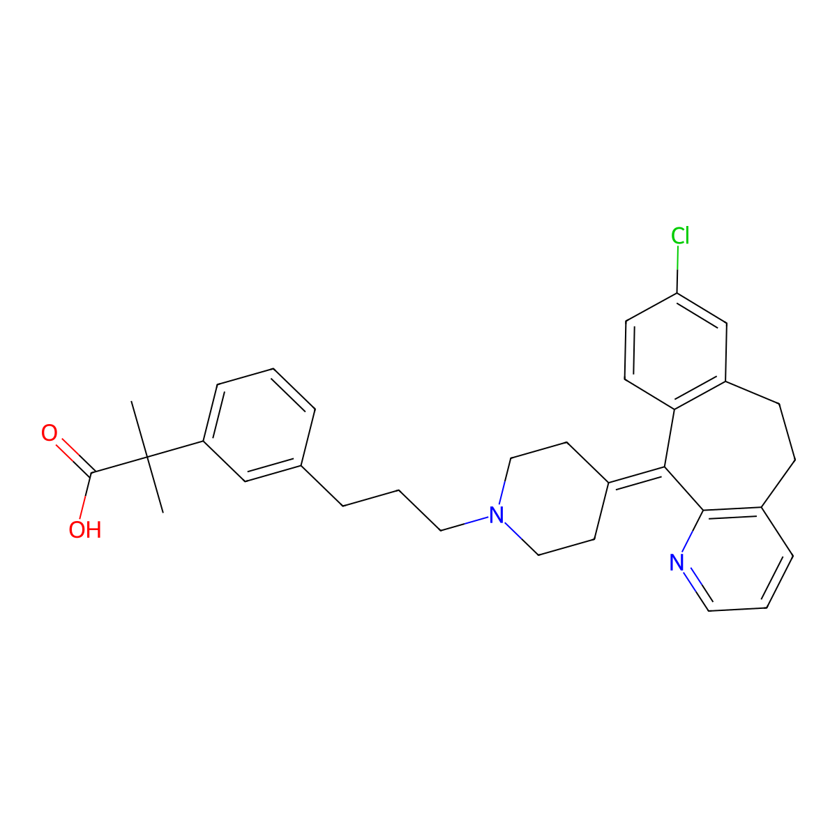 2-[3-[3-[4-(13-Chloro-4-azatricyclo[9.4.0.03,8]pentadeca-1(11),3(8),4,6,12,14-hexaen-2-ylidene)piperidin-1-yl]propyl]phenyl]-2-methylpropanoic acid molecular structure, CAS 2756222-90-7