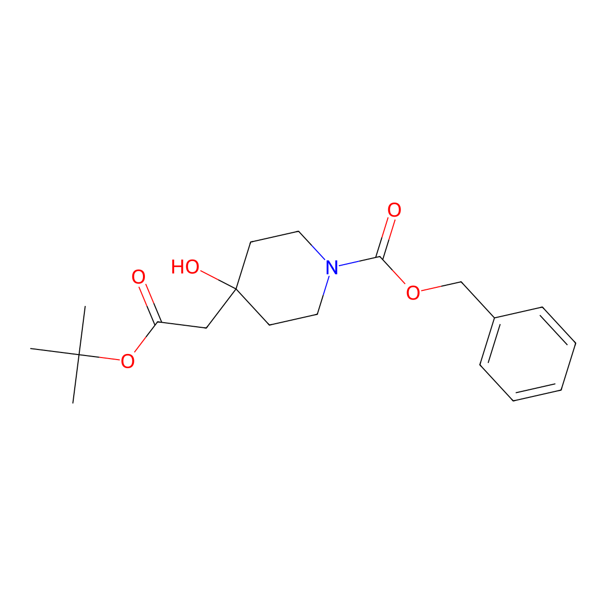 Benzyl 4-[2-(tert-butoxy)-2-oxoethyl]-4-hydroxypiperidine-1-carboxylate molecular structure, CAS 2756312-45-3