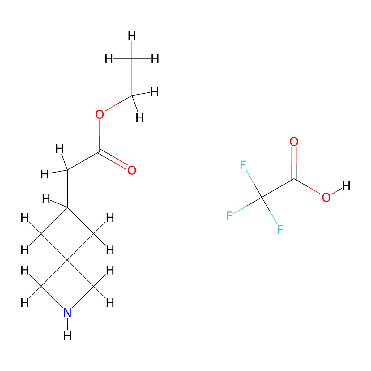 Ethyl 2-(2-azaspiro[3.3]heptan-6-yl)acetate 2,2,2-trifluoroacetate molecular structure, CAS 2756314-06-2