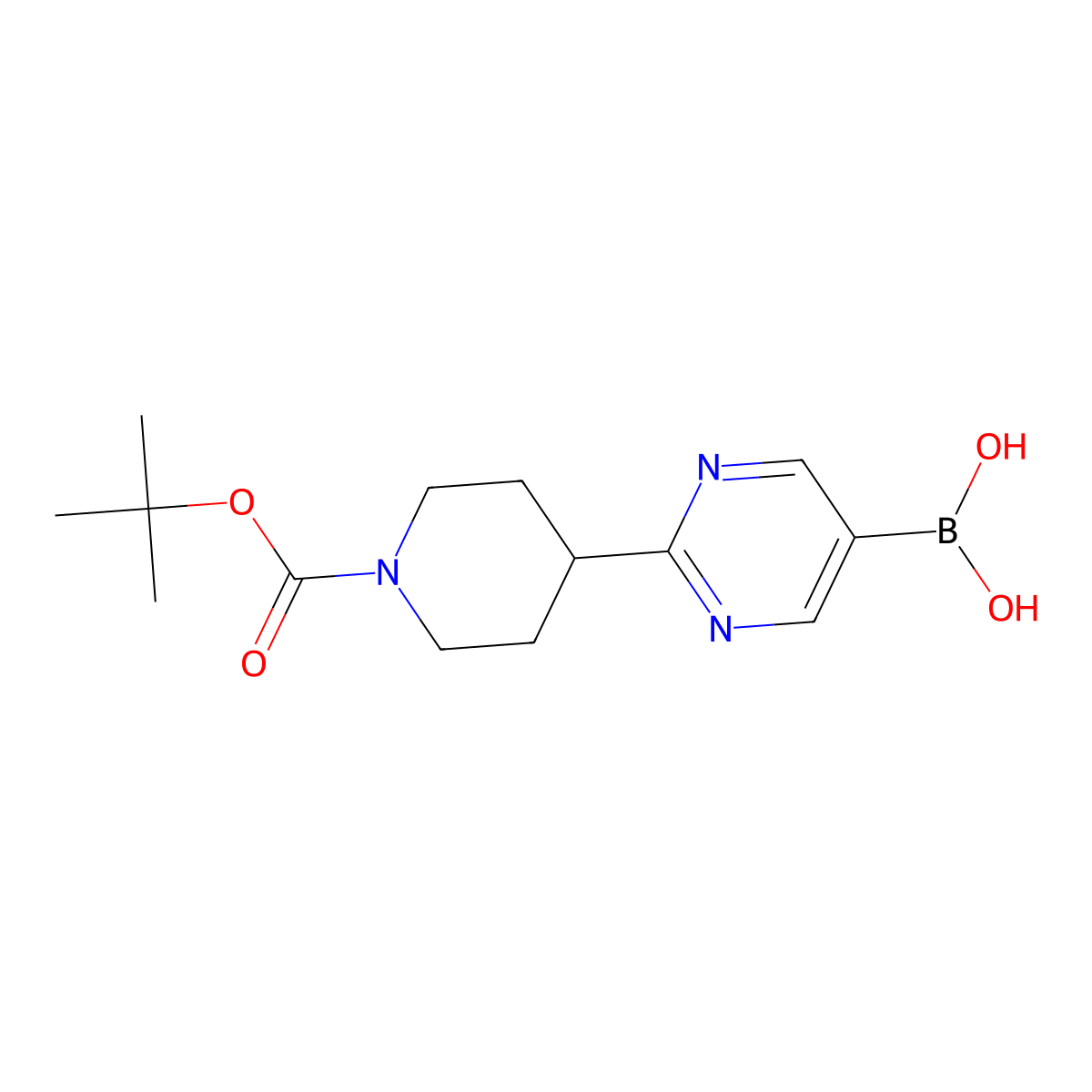 (2-{1-[(Tert-butoxy)carbonyl]piperidin-4-yl}pyrimidin-5-yl)boronic acid molecular structure, CAS 2756317-80-1